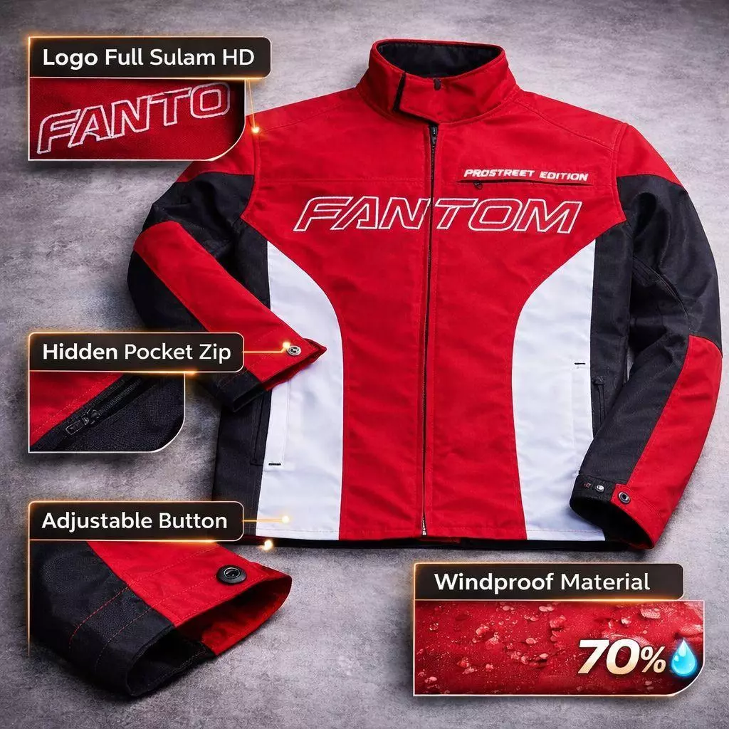 FANTOM ''PROSTREET'' windbreaker jacket - jaket mat motor - MALAYSIA - Image 8